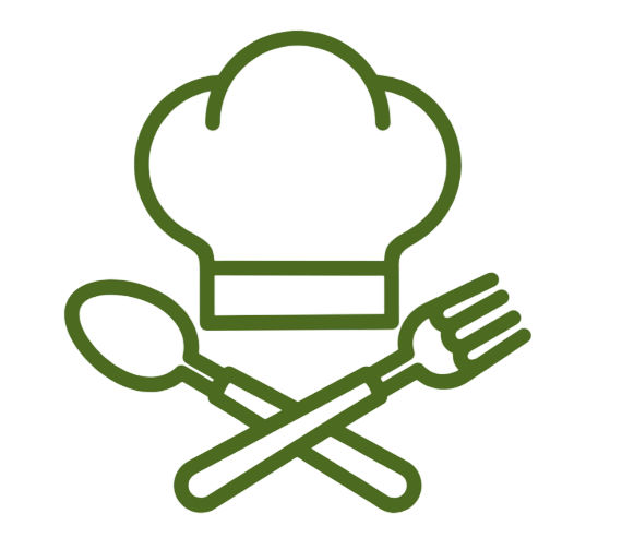 Picto vert de toque de chef, une cuillère et fourchette de Njoy Healthy